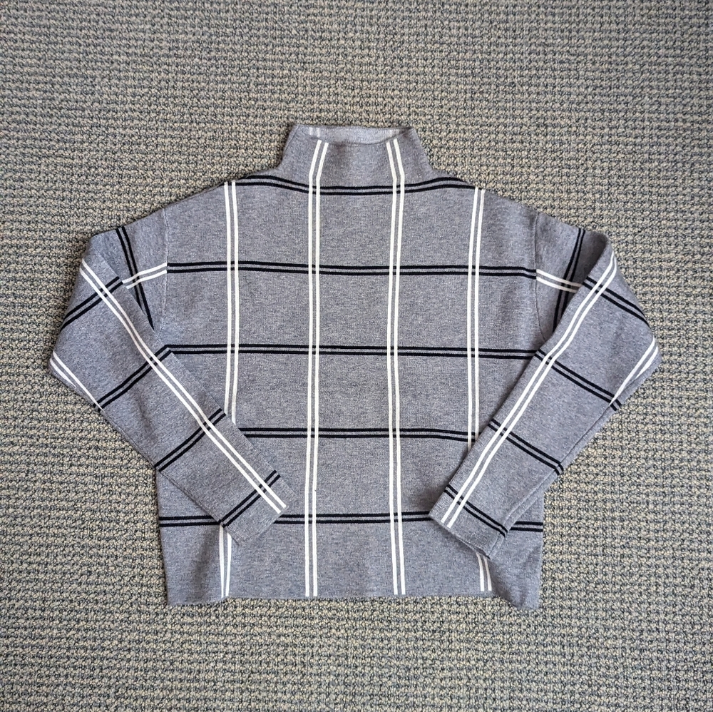 Max Studio Plaid Mock Turtleneck Sweater